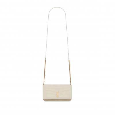 YSL CASSANDRE PHONE HOLDER IN SHINY CROCODILE-EMBOSSED LEATHER 635095DND1J9207 (18*11*2.5cm)